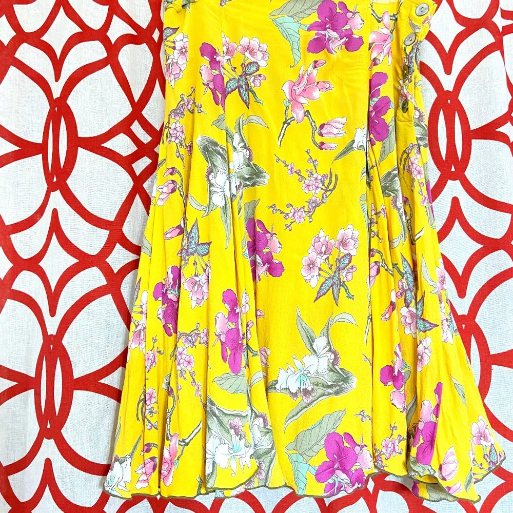 Yellow Spring Floral Full Swing Skirt
